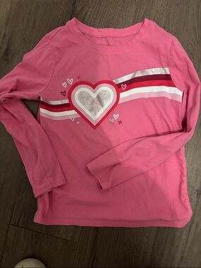 Cat & Jack Pink Long-Sleeve Heart Graphic Tee